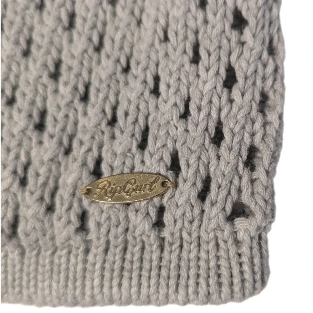 Rip Curl Women's Loose Knit Boho‎ Beanie Winter Hat Gray Metal Logo Tag One Size